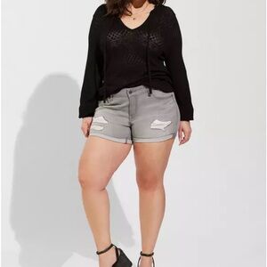 Torrid Mid Rise Shortie Short - Super Soft Grey Wash